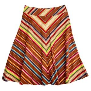 Vintage Lauren Ralph Lauren Striped A Line Midi Skirt Linen Americana, Size 14